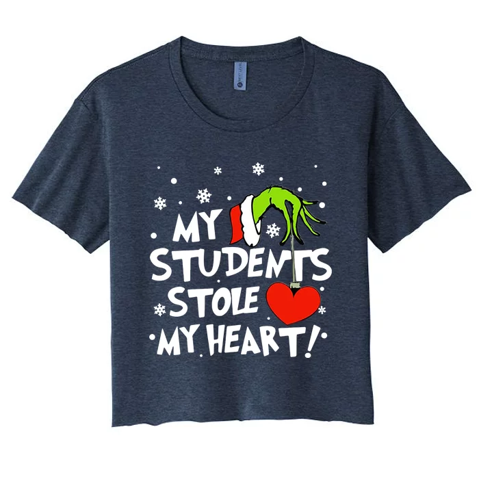 My Students Stole My Heart Christmas Women's Crop Top Tee