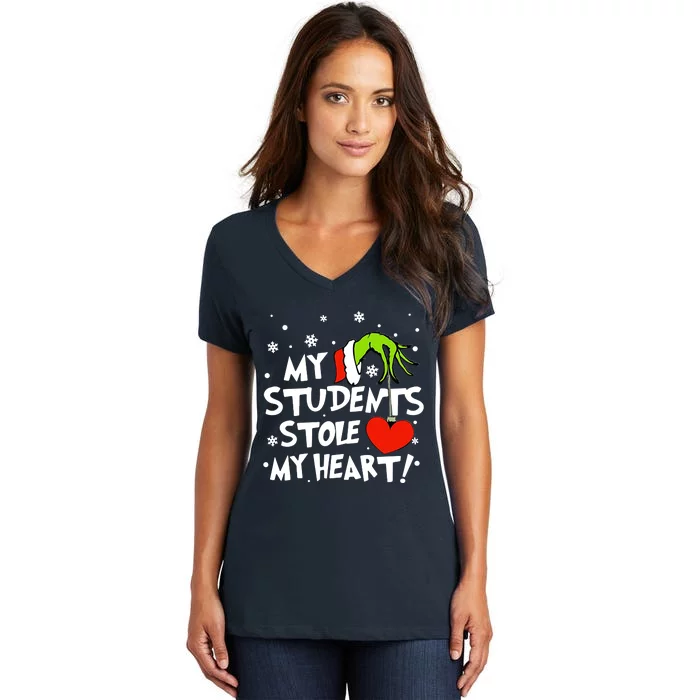 My Students Stole My Heart Christmas Women's V-Neck T-Shirt