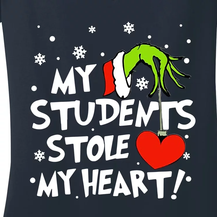 My Students Stole My Heart Christmas Women's V-Neck T-Shirt