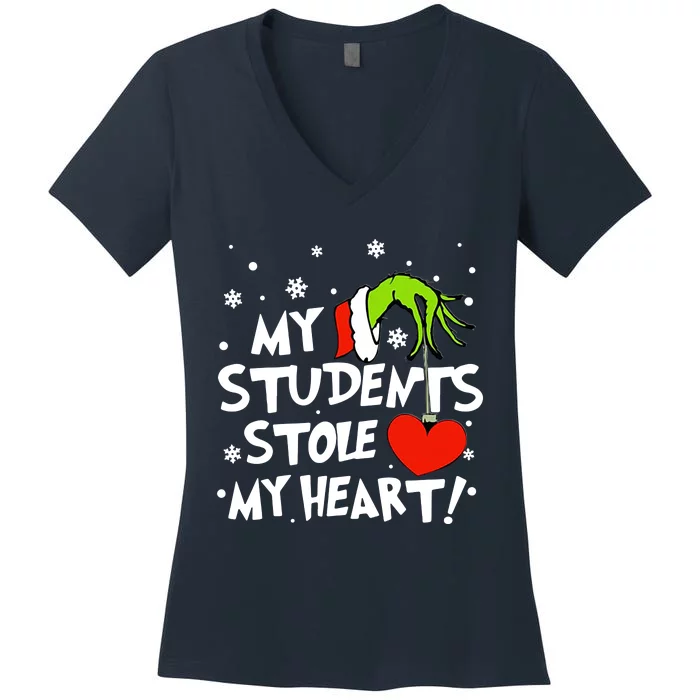 My Students Stole My Heart Christmas Women's V-Neck T-Shirt