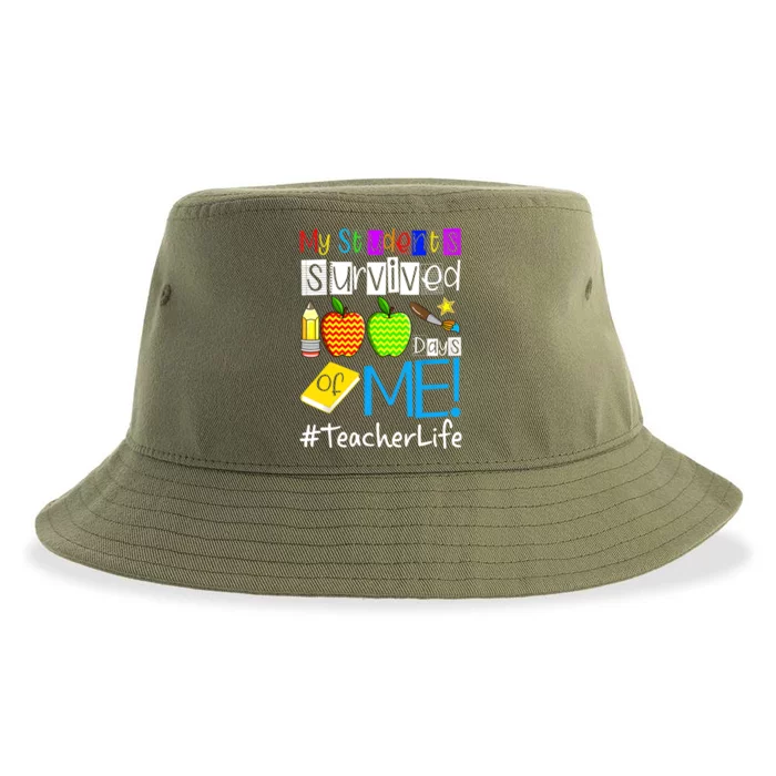 My Students Survived 100 Days Of Me Teacher Life Gift Sustainable Bucket Hat