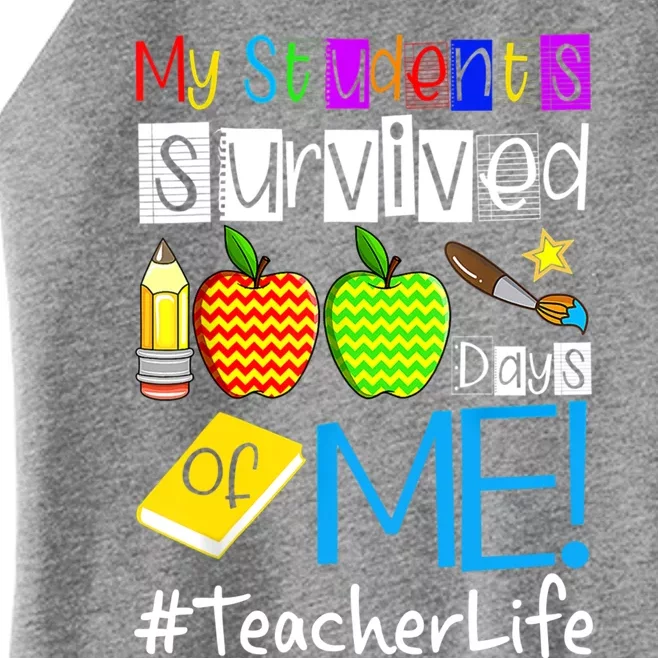 My Students Survived 100 Days Of Me Teacher Life Gift Women’s Perfect Tri Rocker Tank