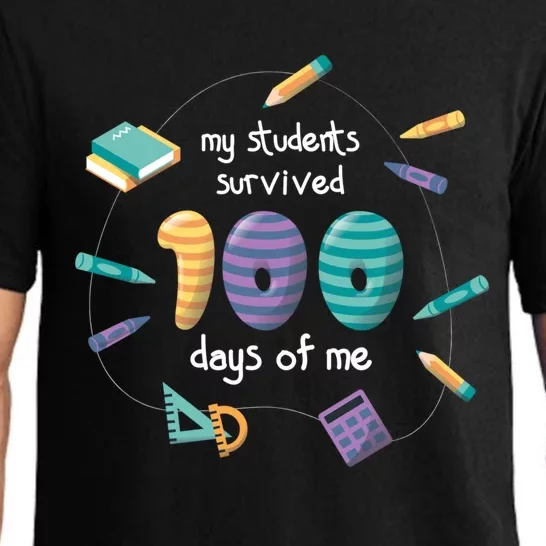 My Students Survived 100 Days Of Me Math History Teacher Funny Gift Pajama Set