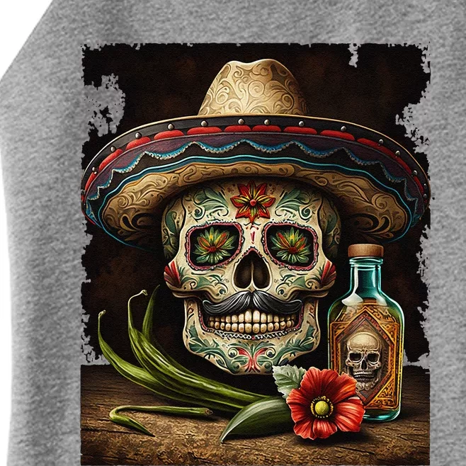 Mexican Sugar Skull Tequila Sombrero Cinco De Mayo Women’s Perfect Tri Rocker Tank