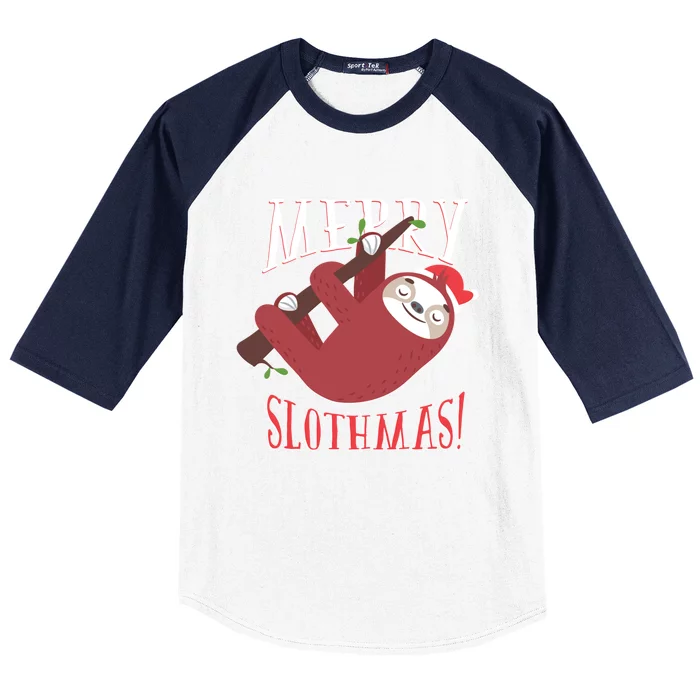 Merry Slothmas Sloth Christmas Pajama For Sloth Lovers Funny Gift Baseball Sleeve Shirt