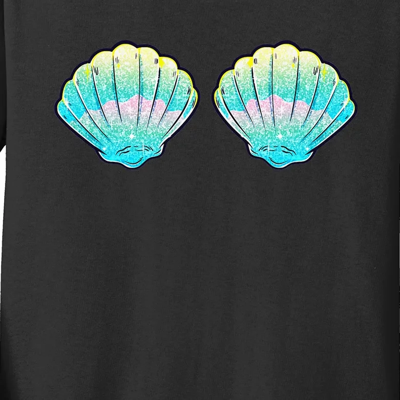 Mermaid Sea Shell Bra Birthday Costume Kids Long Sleeve Shirt