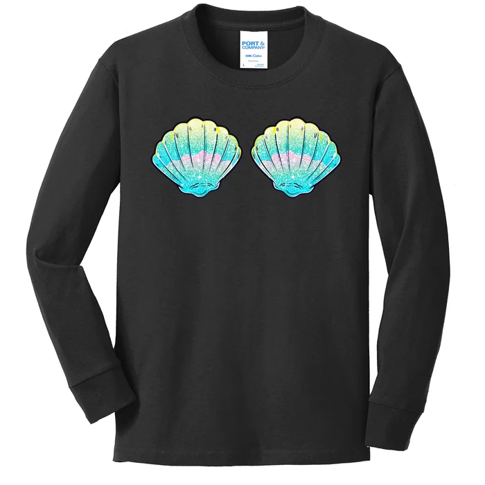 Mermaid Sea Shell Bra Birthday Costume Kids Long Sleeve Shirt