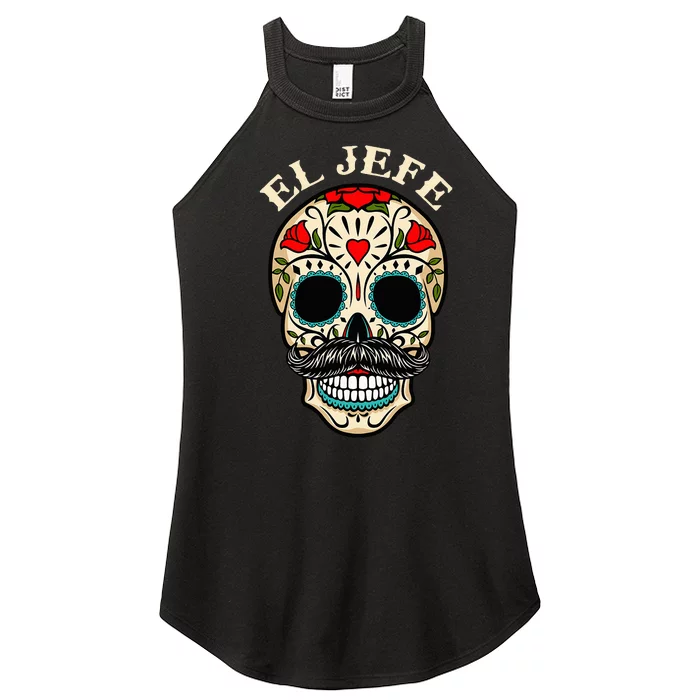 Mexican Sugar Skull Halloween Mask El Jefe Boss Day of the Dead Women’s Perfect Tri Rocker Tank