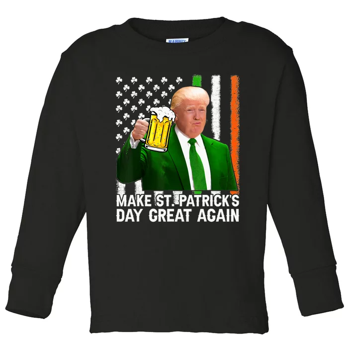 Make Saint St PatrickS Day Great Again Funny Trump Toddler Long Sleeve Shirt