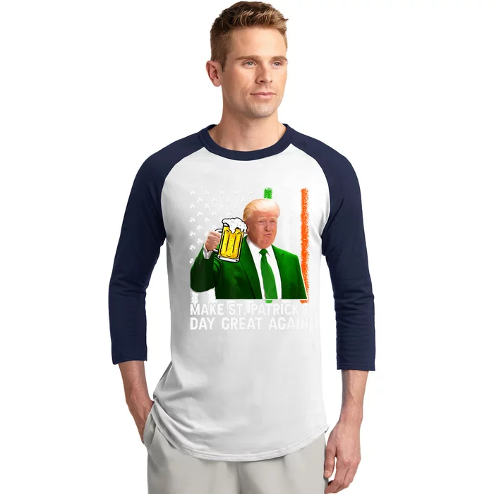 Make Saint St PatrickS Day Great Again Funny Trump Baseball Sleeve Shirt