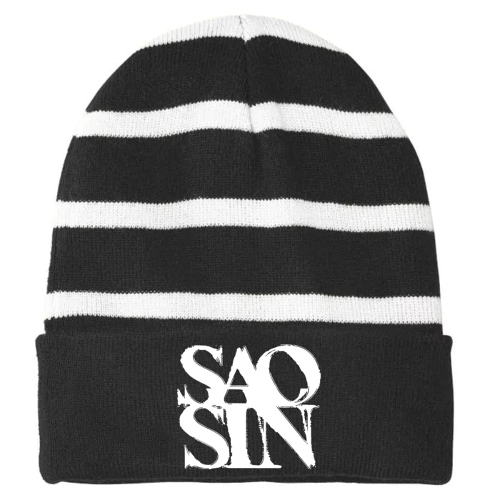 Martpunkshop Saosin Stacked Striped Beanie with Solid Band