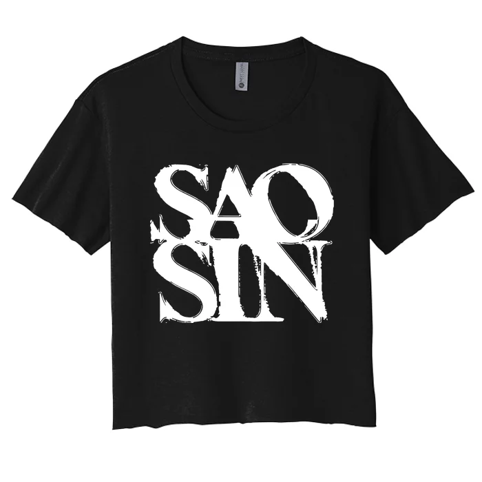 Martpunkshop Saosin Stacked Women's Crop Top Tee