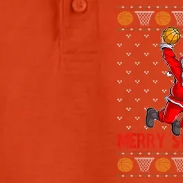 Merry Swishmas Santa Claus Playing Basketball Funny Christmas Dry Zone Grid Performance Polo