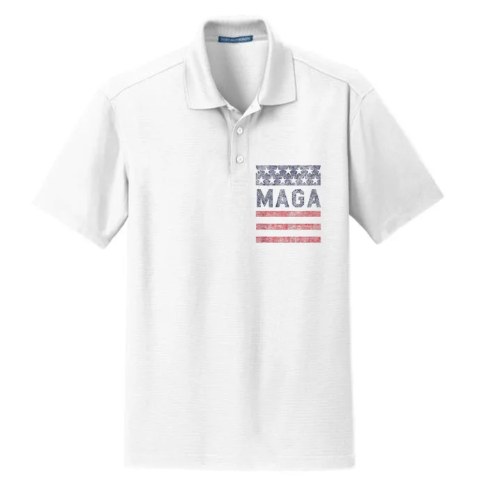 Maga Stars & Stripes Retro Vintage Distressed Usa Flag Graphic Dry Zone Grid Performance Polo