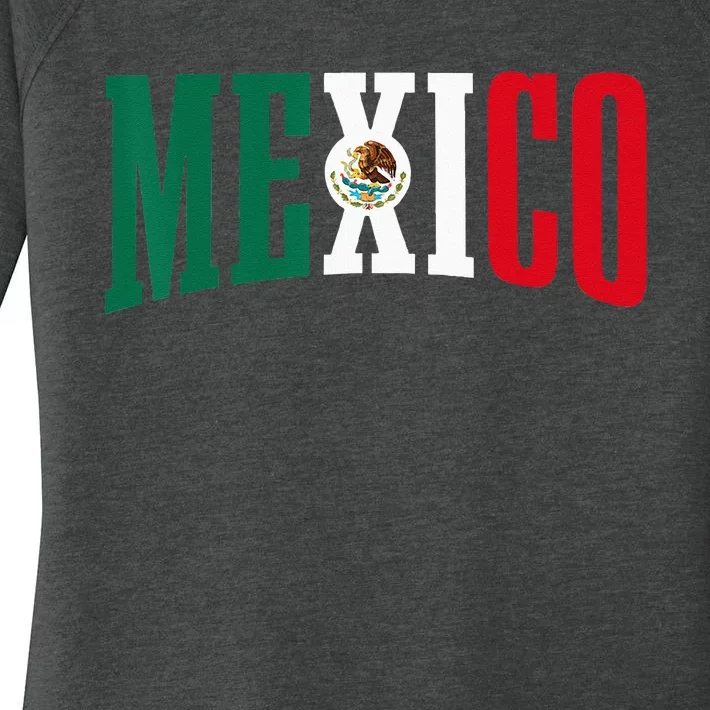 Mexico Sports Style Retro Mexican Flag Pride Women's Perfect Tri Tunic Long Sleeve Shirt