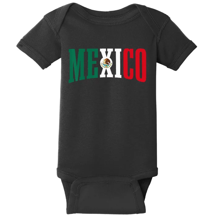 Mexico Sports Style Retro Mexican Flag Pride Baby Bodysuit