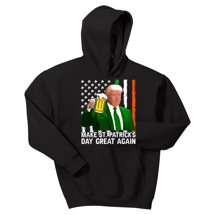 Make Saint St Patricks Day Great Again Funny Trump Kids Hoodie