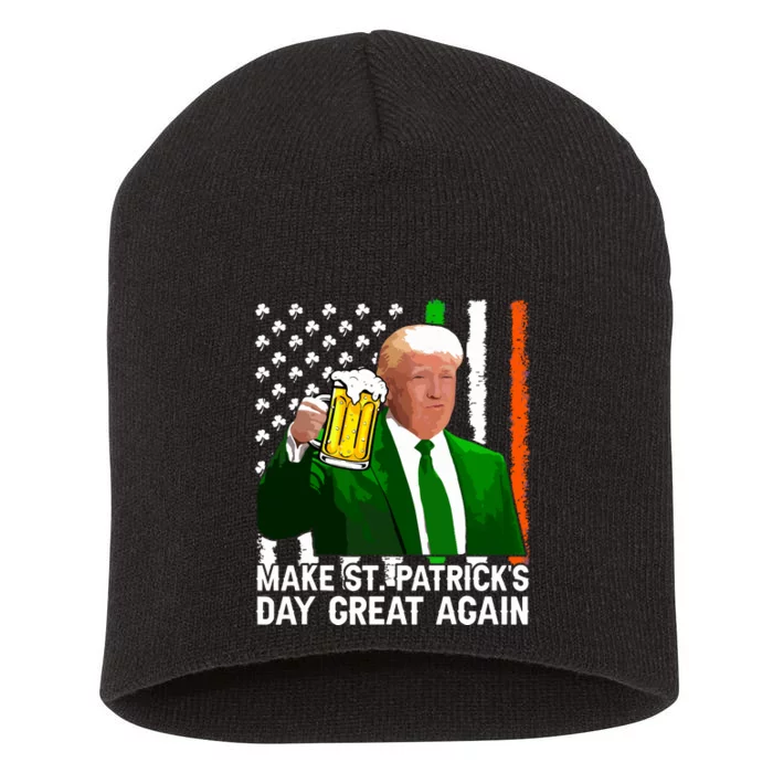 Make Saint St Patricks Day Great Again Funny Trump Short Acrylic Beanie