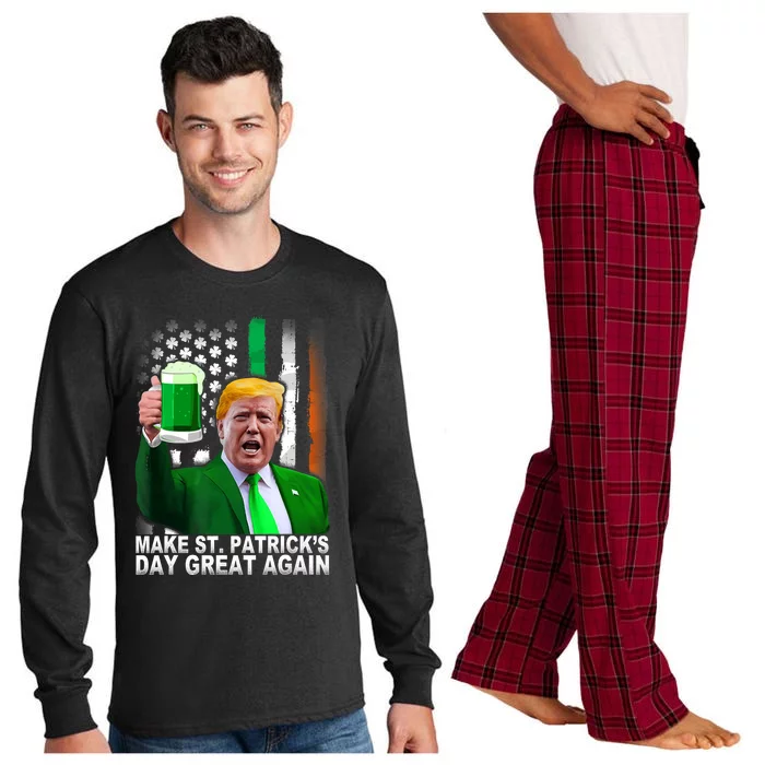 Make Saint St PatrickS Day Great Again Funny Trump Long Sleeve Pajama Set