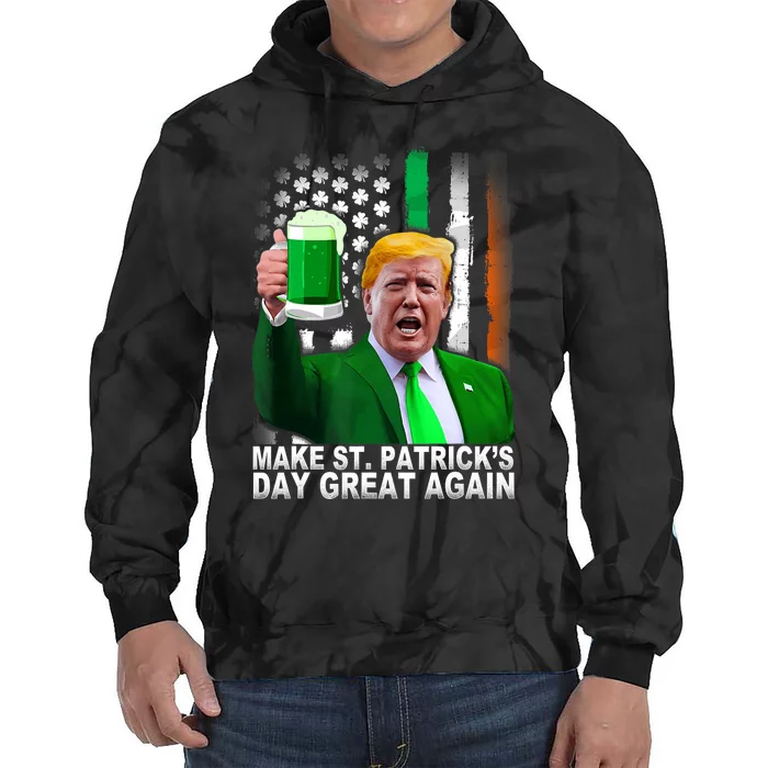 Make Saint St PatrickS Day Great Again Funny Trump Tie Dye Hoodie