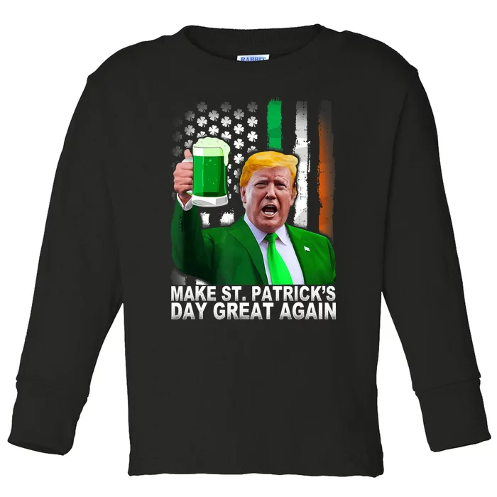 Make Saint St PatrickS Day Great Again Funny Trump Toddler Long Sleeve Shirt