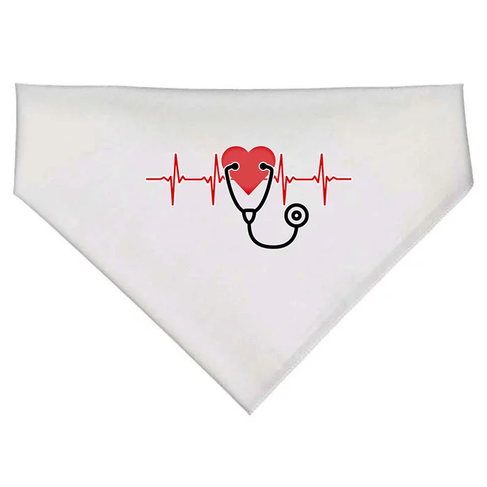 Med School Student Heartbeat Medical Graduate Doctor Graphic Cool Gift USA-Made Doggie Bandana