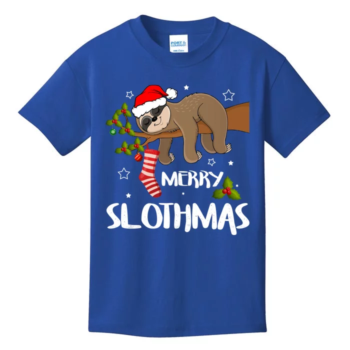 Merry Slothmas Santa Claus Sloth Lover Xmas Lights Christmas Meaningful Gift Kids T-Shirt