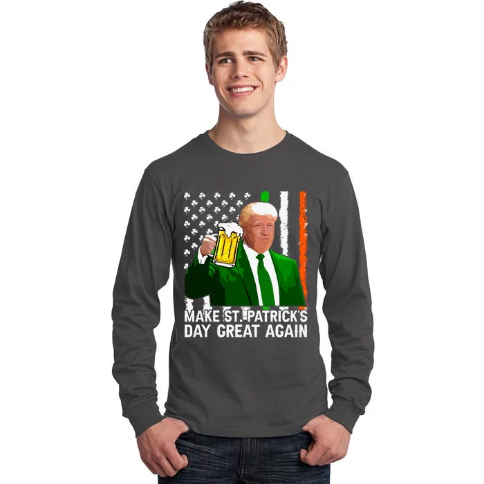 Make Saint St Patricks Day Great Again Funny Trump Tall Long Sleeve T-Shirt