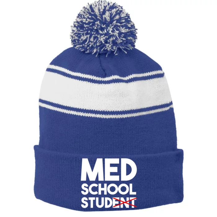 Med School Student Stud Funny Medical School Doctor Cute Gift Stripe Pom Pom Beanie