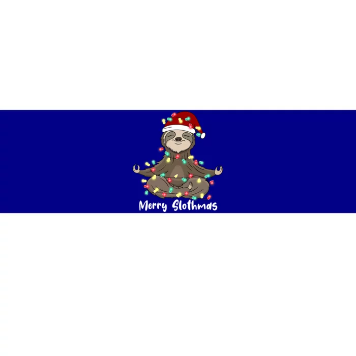 Merry Slothmas Santa Hat Christmas Light Sloth Xmas Pajamas Gift Bumper Sticker