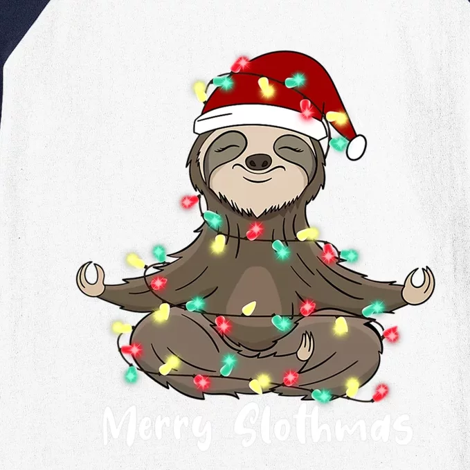 Merry Slothmas Santa Hat Christmas Light Sloth Xmas Pajamas Gift Baseball Sleeve Shirt