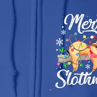 Merry Slothmas Santa Hat Christmas Lights Sloth Xmas Meaningful Gift Full Zip Hoodie