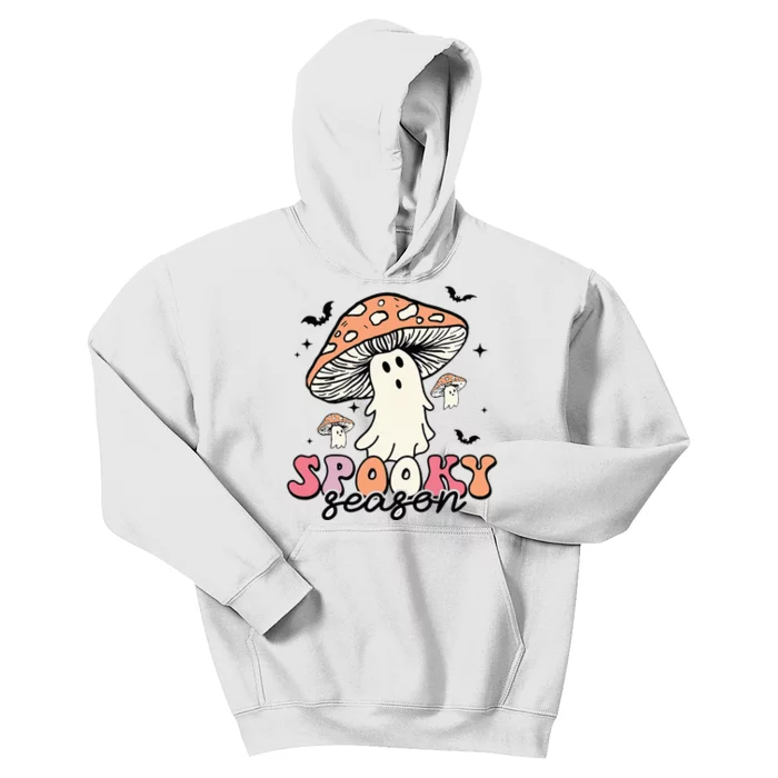 Mushroom Spooky Season Halloween Trick Or Treat Groovy Retro Kids Hoodie