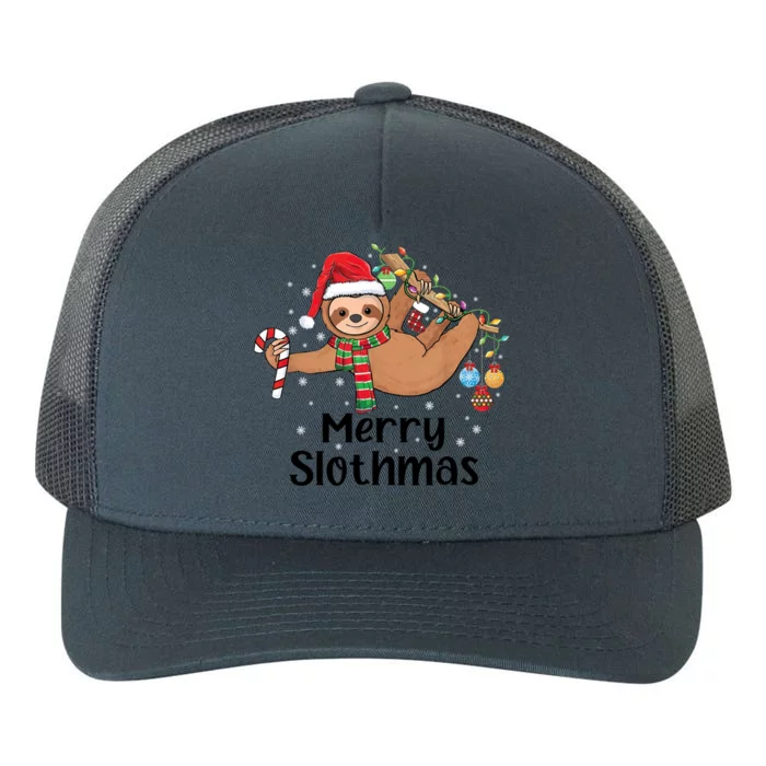 Merry Slothmas Santa Hat Christmas Lights Sloth Xmas Gift Yupoong Adult 5-Panel Trucker Hat