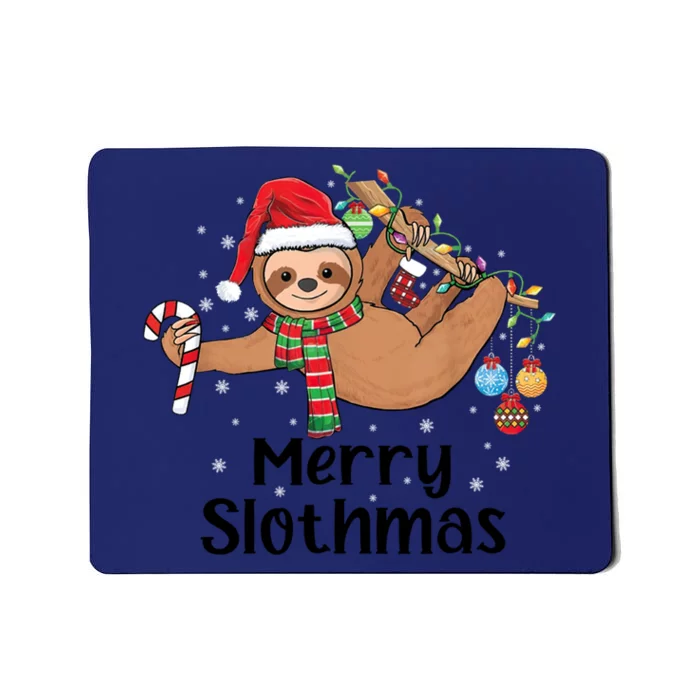 Merry Slothmas Santa Hat Christmas Lights Sloth Xmas Gift Mousepad