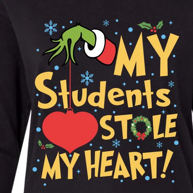 My Students Stole My Heart Christmas School Teacher Womens Cotton Relaxed Long Sleeve T-Shirt