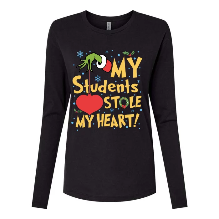 My Students Stole My Heart Christmas School Teacher Womens Cotton Relaxed Long Sleeve T-Shirt