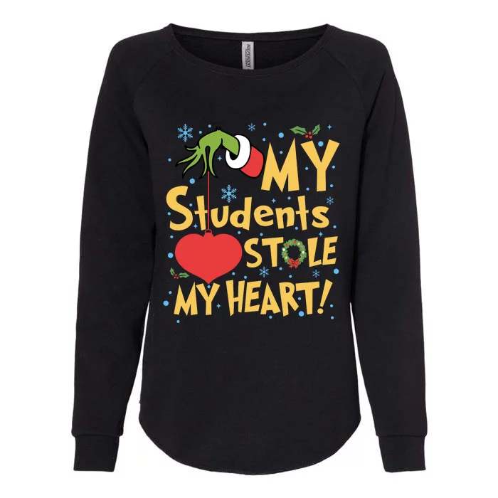 My Students Stole My Heart Christmas School Teacher Womens California Wash Sweatshirt