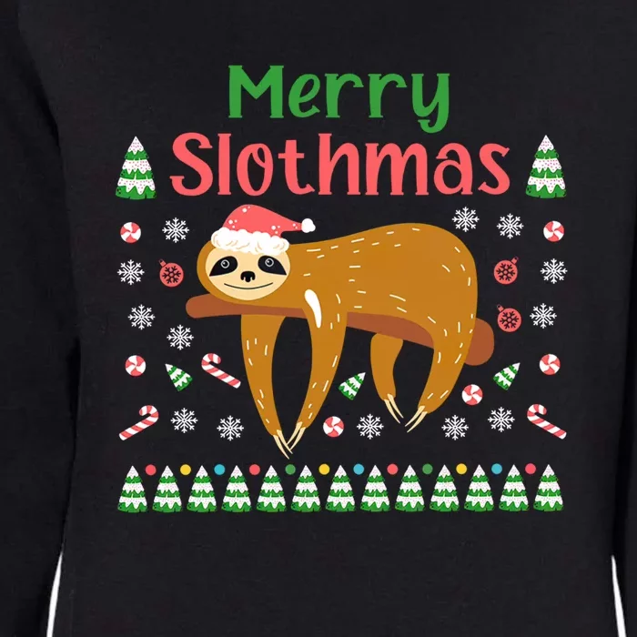 Merry Slothmas Santa Hat Christmas Lights Sloth Xmas Gift Womens California Wash Sweatshirt