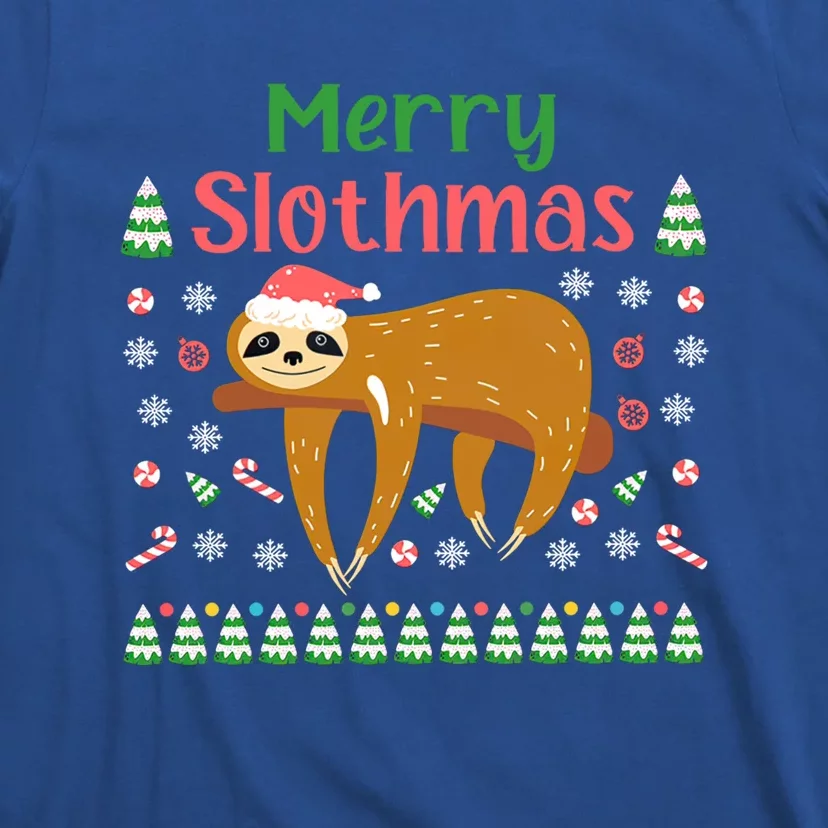 Merry Slothmas Santa Hat Christmas Lights Sloth Xmas Gift T-Shirt