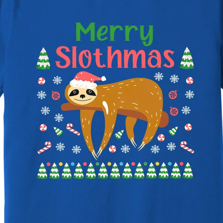 Merry Slothmas Santa Hat Christmas Lights Sloth Xmas Gift Premium T-Shirt