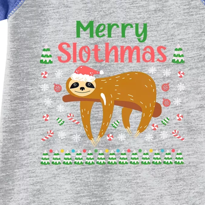 Merry Slothmas Santa Hat Christmas Lights Sloth Xmas Gift Infant Baby Jersey Bodysuit