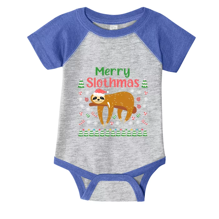 Merry Slothmas Santa Hat Christmas Lights Sloth Xmas Gift Infant Baby Jersey Bodysuit