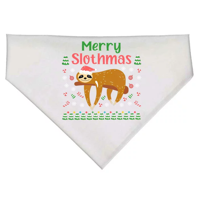 Merry Slothmas Santa Hat Christmas Lights Sloth Xmas Gift USA-Made Doggie Bandana