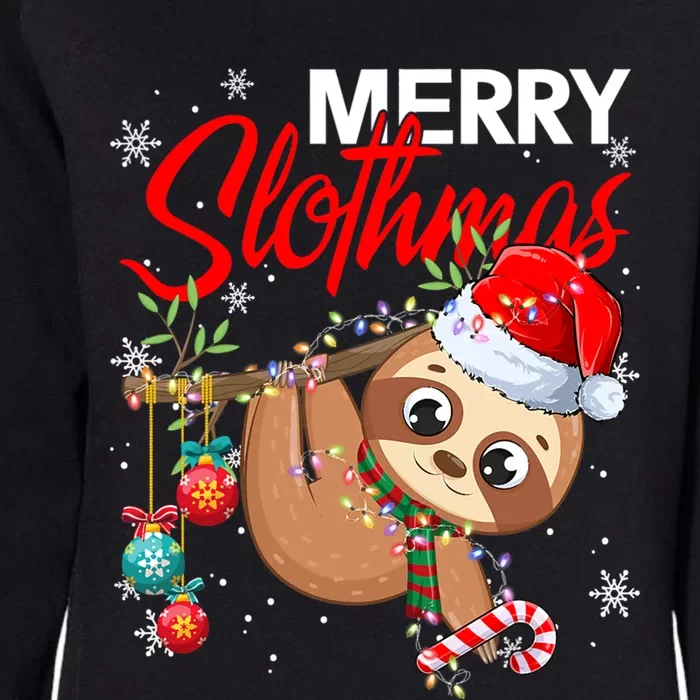 Merry Slothmas Santa Sloth Christmas Tree Lights Xmas Pjs Meaningful Gift Womens California Wash Sweatshirt