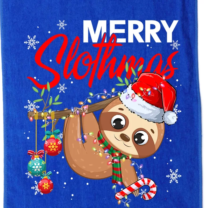 Merry Slothmas Santa Sloth Christmas Tree Lights Xmas Pjs Meaningful Gift Platinum Collection Golf Towel