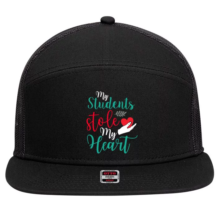 My Students Stole My Heart On Valentines Day 7 Panel Mesh Trucker Snapback Hat