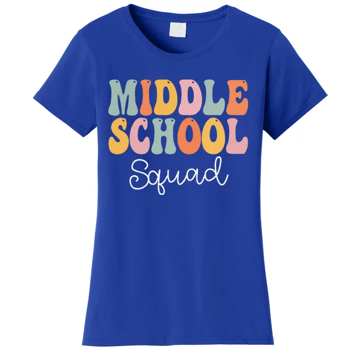 Middle School Squad Retro Groovy Vintage First Day Of School Women's T-Shirt