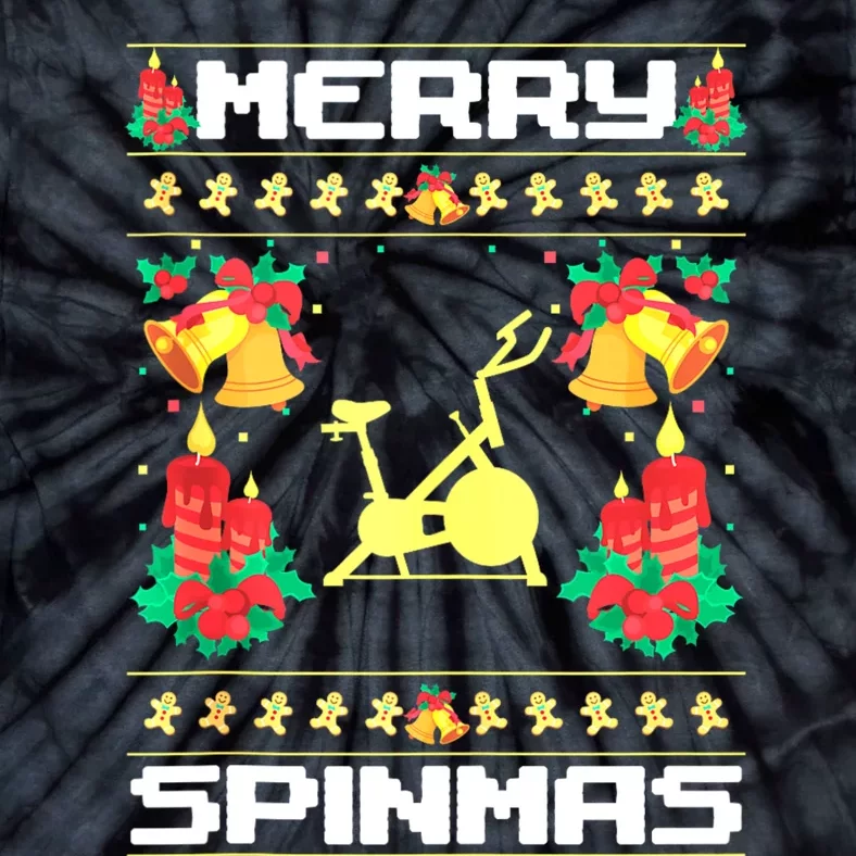 Merry Spinmas Spinbike Ugly Christmas Xmas Party Tie-Dye T-Shirt