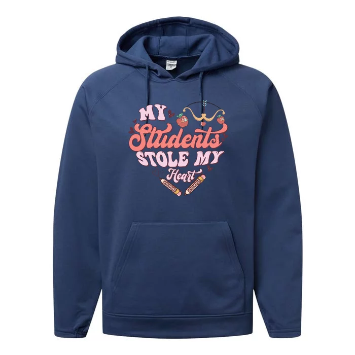 My Students Stole My Heart Funny Valentines Day Performance Fleece Hoodie